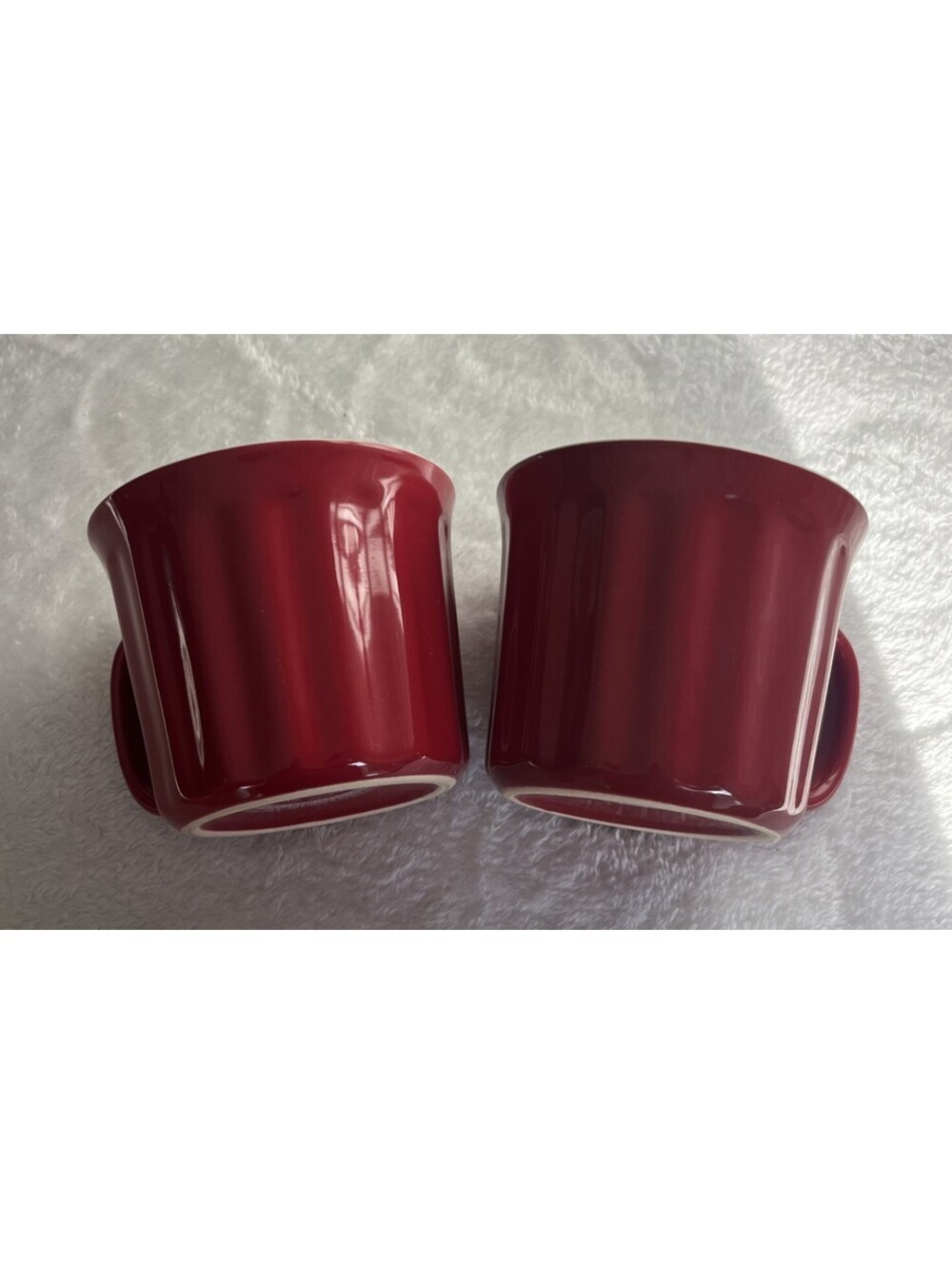 GOOD COOK Red Stoneware Soup Mugs 18 oz Coffee Cups Set of 2 No Lids